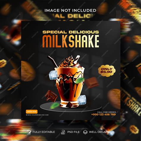 Premium Psd Milkshake Coffee Shop Drink Menu Square Promotion Social