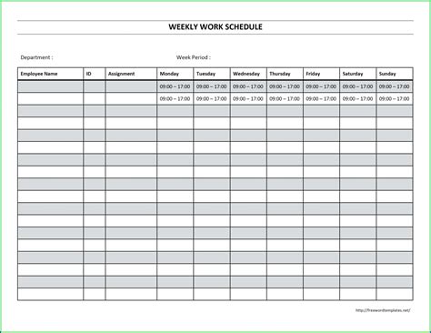 Printable Blank Employee Schedule Template Templates 2 Resume Examples