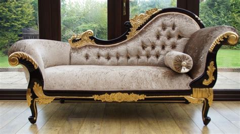Leather sofas are a timeless piece of furniture that can stand up to wear and tear. Ornate medium sized chaise longue mahogany frame with gold ...