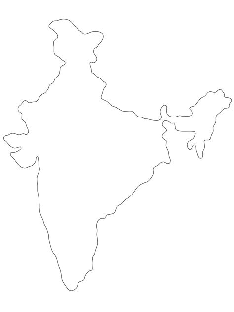India Outline Map For Print