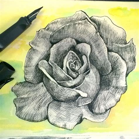 Gambar Pointilis Bunga Mawar