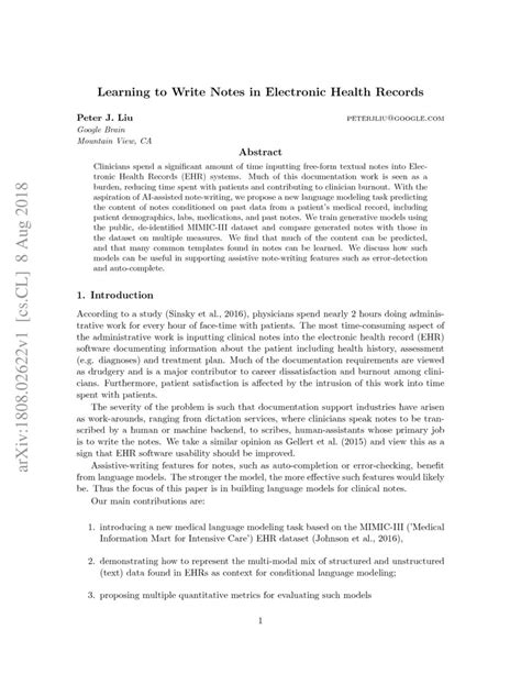 Learning To Write Notes In Electronic Health Records Deepai