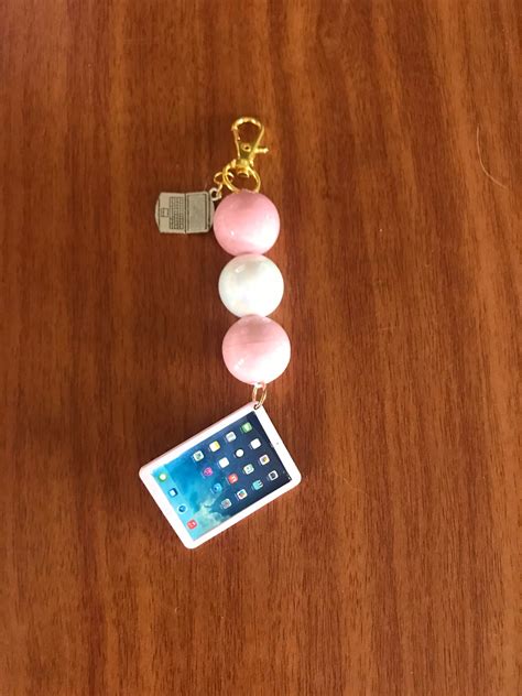 Pink And White Ipad Charm And Laptop Keychainpursecharm Etsy