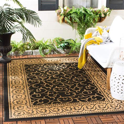 Safavieh Courtyard Collection CY6014-46 Black and Natural Indoor/ Outdoor Area Rug (4' x 5'7 ...