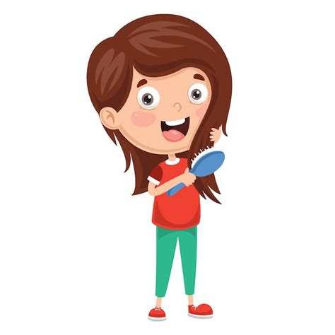 Premium Vector Vector Illustration Of Kid Brushing Hair