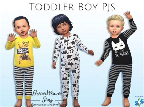 Set Of 3 Adorable Boy Pjs For Toddlers Only Found In Tsr Category Sims