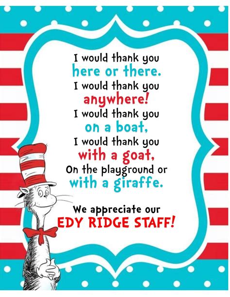 I Would Thank You Here Or There Dr Seuss Teacher And Staff