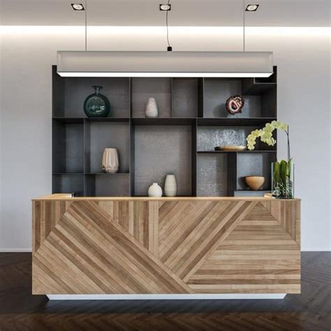 Solid Wood Office Reception Desk In A White Timber Look UniqueKiosk