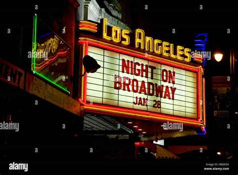Facade Of Los Angeles Theatre At Night Downtown Los Angeles Digital