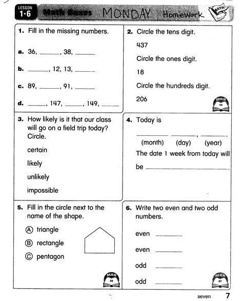 Math Homework For First Graders