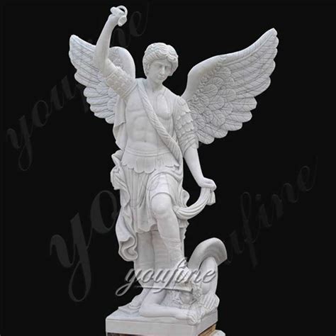 Pure White Marbe Outdoor Decor Garden Angel Statue Of St