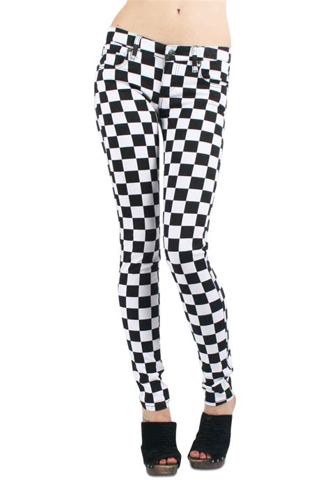Keep your pants up and your style on point with vans' deppster black and white checkered web belt. Tripp NYC Skinny T-Jean Pants in Black/White Checkered