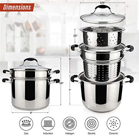 Avacraft 1810 Stainless Steel 4 Piece Pasta Pot With Strainer Insert