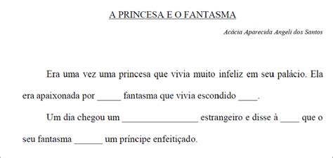 Trecho Do Teste De Cloze A Princesa E O Fanstama Para