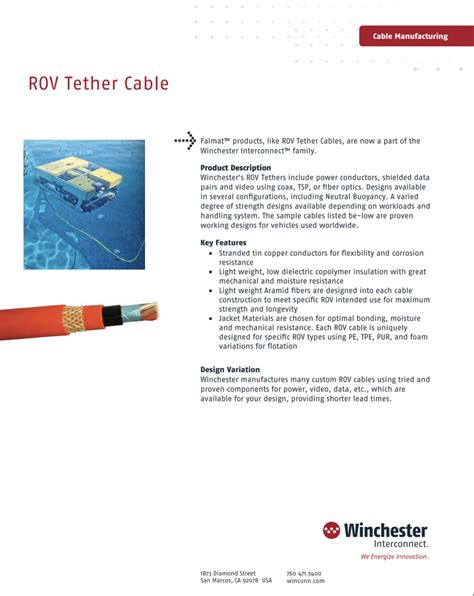 Rov Tether And Umbilicals Winchester Interconnect