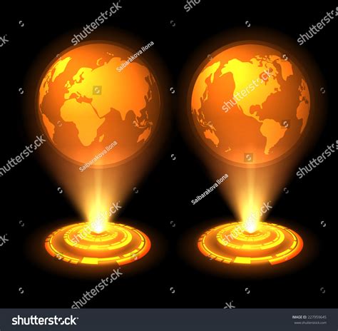 Technology Background Vector World Map Globes เวกเตอร์สต็อก ปลอดค่า