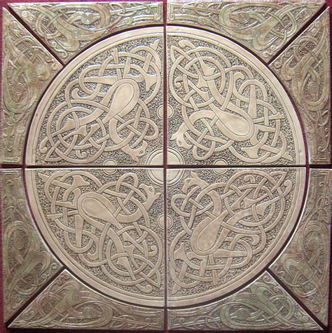 Celtic Knotwork Ceramic Tile Set Sculpture By Shannon Gresham