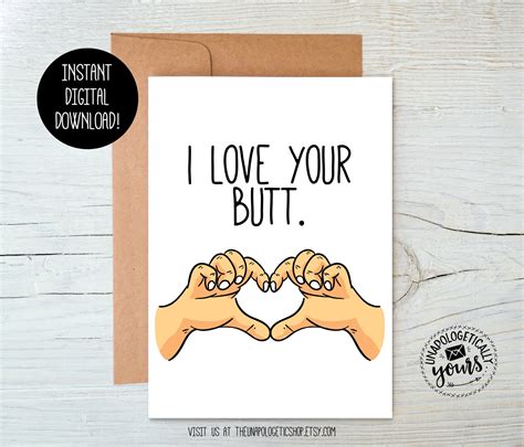 I Love Your Butt Printable Valentine Love Download Now Etsy