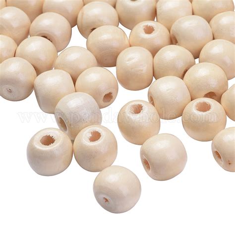 China Factory Natural Wood Beads Round Macrame Beads Large Hole For