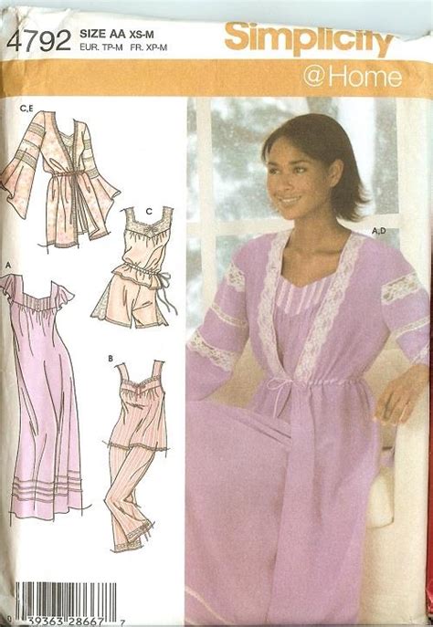 Oop Simplicity Sewing Pattern Misses Sleepwear Nightgown Pajamas Robe