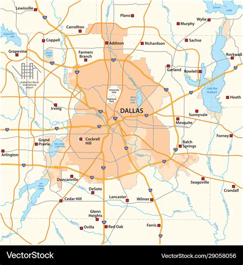 Overview And Street Map Texas City Dallas Vector Image