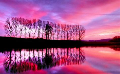 Lakeshore At Purple Sunset Download Hd Wallpapers And Free Images