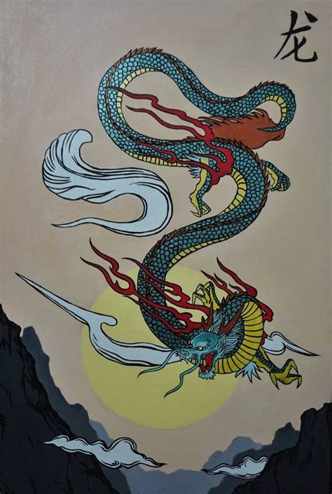 Dragon Painting Original Large Painting On Canvas Japanese Etsy