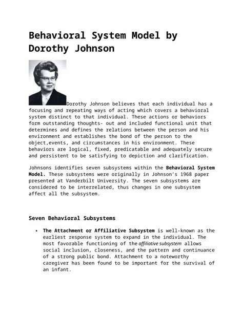 Docx Behavioral System Model By Dorothy Johnson Pdfslide