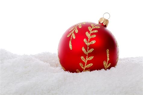 Red Christmas Ball In Snow Free Stock Photo Public Domain Pictures