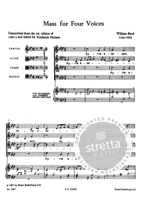 Mass For Four Voices From William Byrd Buy Now In The Stretta Sheet