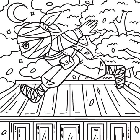 Ninja Running Coloring Page For Kids 27584212 Vector Art At Vecteezy