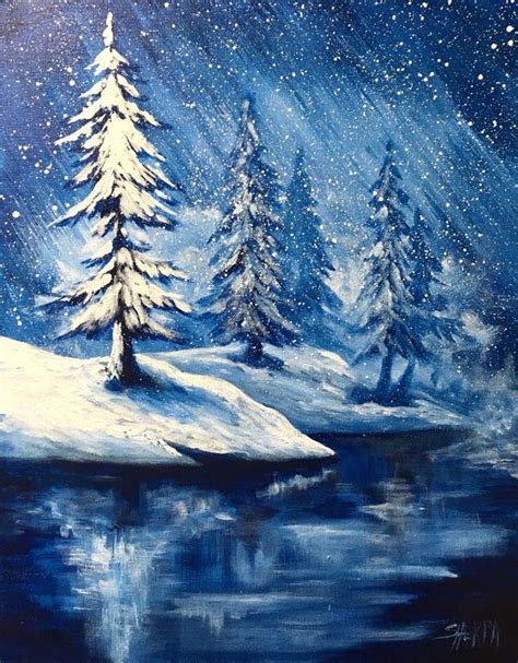 Easy Landscape Paintings Winter Landscape Painting Landscape Drawings