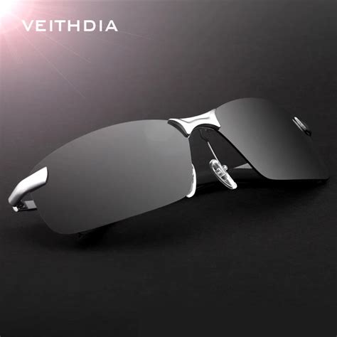 veithdia brand rimless polarized mens rimless sunglasses designer sun glasses driving goggle for