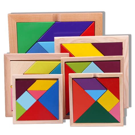7 Pcs Puzzle Square Toy Children Wooden Geometric Tangram Jigsaw Puzzle