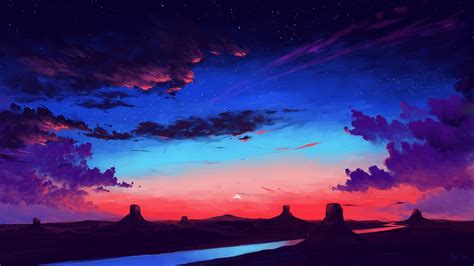 Desktop Wallpaper River Beautiful Sky Sunset Art Hd Image Picture