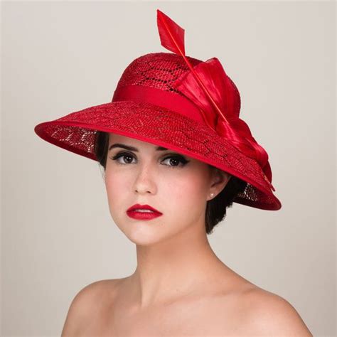 Bright Red Straw Hat With Wide Brim Honeycomb Pattern Weave Kentucky