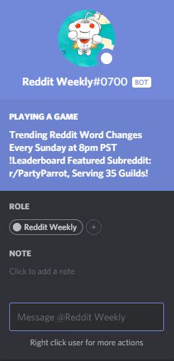 Reddit Weekly Discord Bots