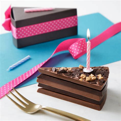 Birthday Chocolate Cake Slice Complete With Candle By Quirky Chocolate