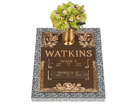 Blooming Rose Double Interment Companion Bronze Marker With Vase