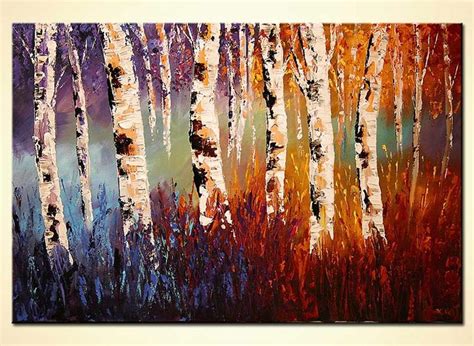 Painting For Sale Colorful Forest Of Birch Trees Wall