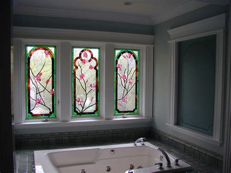 I really liked the idea of faking stained glass. Bathroom Stained Glass Designs Glencoe, IL | Sheri Law Art Glass