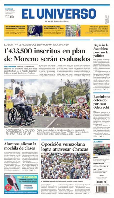Periódico El Universo Ecuador Ecuador Periódicos De Ecuador