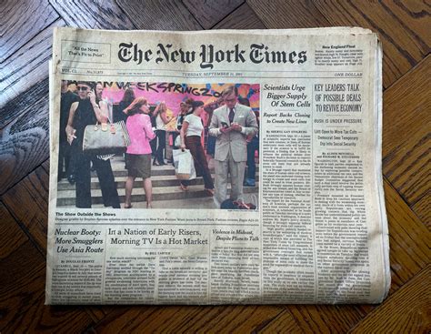 9 11 September 11th 2001 New York Times National Edition Twin Towers Attack Newspaper Nyc