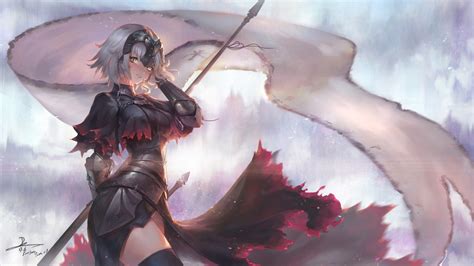 Nos coups de coeur sur les routes de france. Wallpaper : Fate Grand Order, Jeanne d arc alter, short hair, gray hair, orange eyes, armor ...