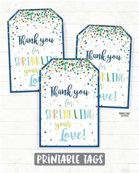 Baby thank you card printable file download. Baby Sprinkle Thank You Tags, Boy Baby Sprinkle Favor Tags ...