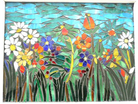 Stained Glass Handmade Flower Garden Mosaic Artwork Art And Collectibles Mosaic Pe