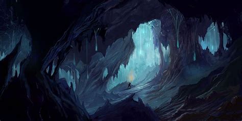 Dark Blue Spida Cave Environment Concept Environment Painting