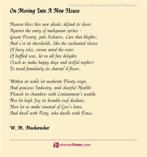 On Moving Into A New House Poem By W M Mackeracher
