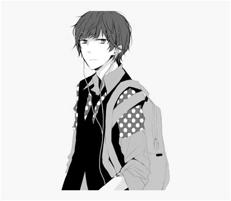 Anime Boy Black And White Png Manga Boy Png Transparent Images Anime