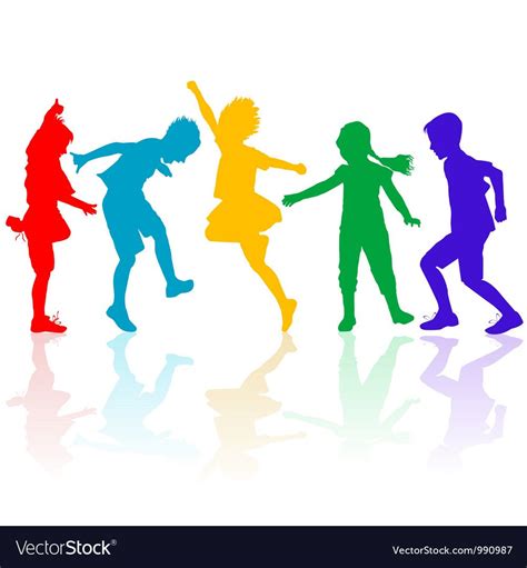 Colored Silhouettes Of Happy Children Playing Vector Image Happy Kids